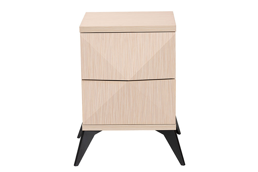 Baxton Studio - Draper Nightstand - KBL2334-Natural/Black-2DW-Nightstand view 3
