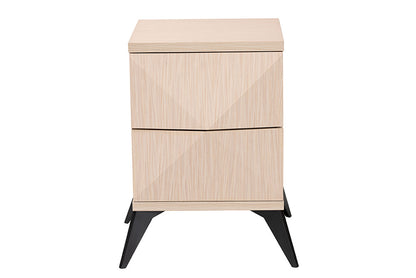 Baxton Studio - Draper Nightstand - KBL2334-Natural/Black-2DW-Nightstand view 3