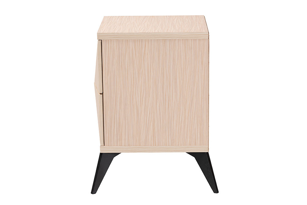 Baxton Studio - Draper Nightstand - KBL2334-Natural/Black-2DW-Nightstand view 4
