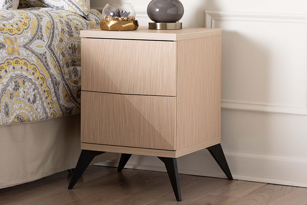 Baxton Studio - Draper Nightstand - KBL2334-Natural/Black-2DW-Nightstand view 5