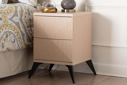 Baxton Studio - Draper Nightstand - KBL2334-Natural/Black-2DW-Nightstand view 5