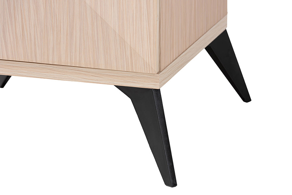 Baxton Studio - Draper Nightstand - KBL2334-Natural/Black-2DW-Nightstand view 6