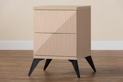 Baxton Studio - Draper Nightstand - KBL2334-Natural/Black-2DW-Nightstand view 8