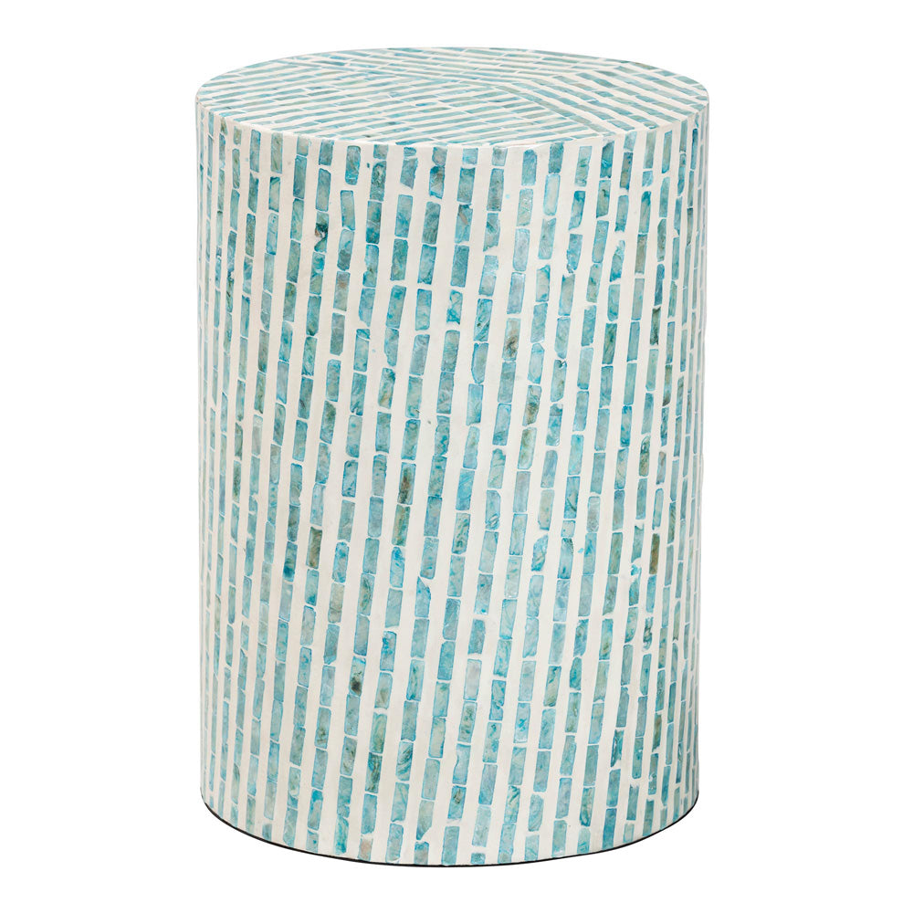 Baxton Studio - Draven End Table in White/Mosaic Blue - F232-FT37-Accent Table view 1