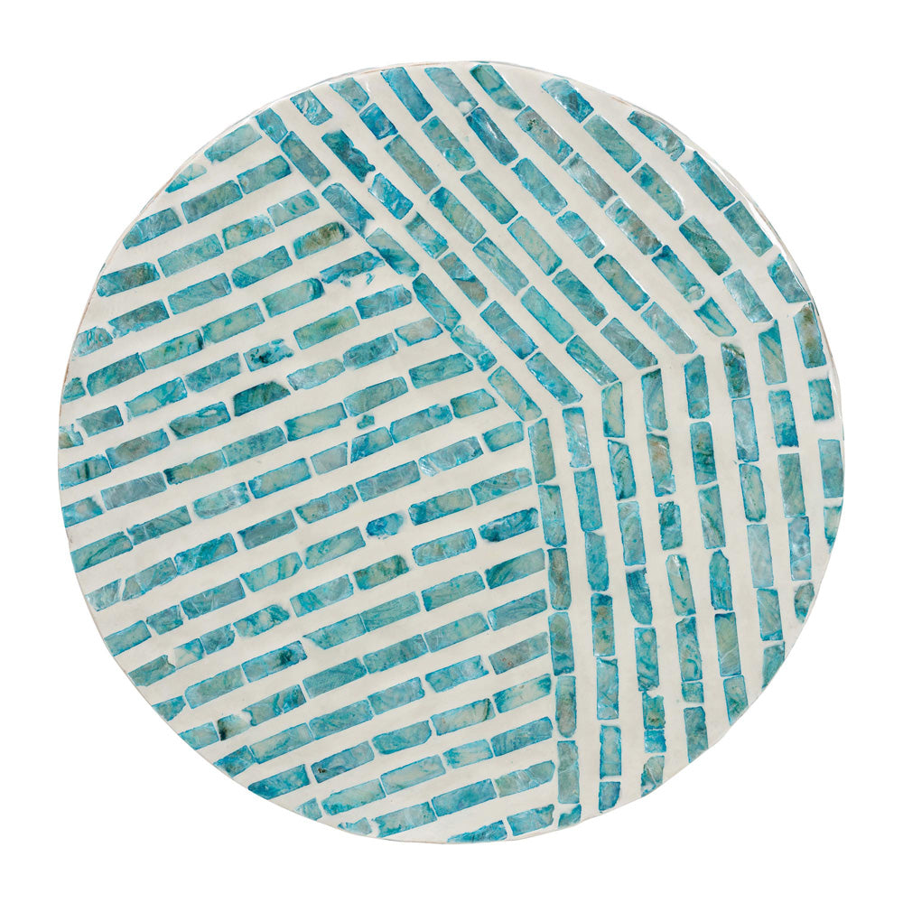 Baxton Studio - Draven End Table in White/Mosaic Blue - F232-FT37-Accent Table view 3