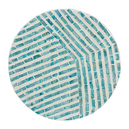 Baxton Studio - Draven End Table in White/Mosaic Blue - F232-FT37-Accent Table view 3