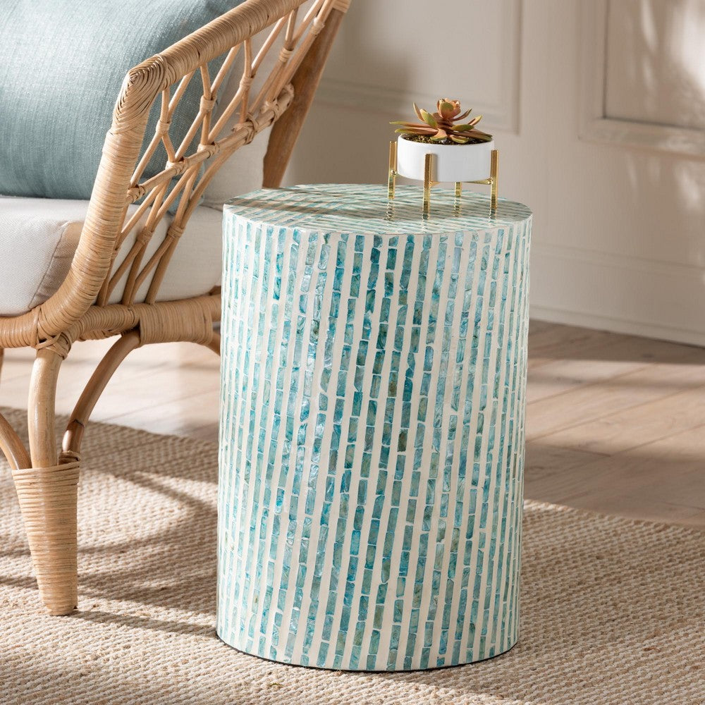 Baxton Studio - Draven End Table in White/Mosaic Blue - F232-FT37-Accent Table view 5