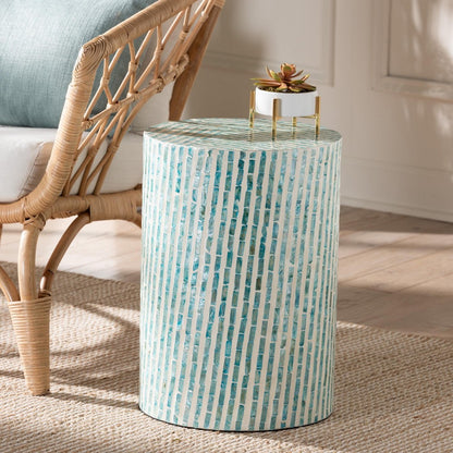 Baxton Studio - Draven End Table in White/Mosaic Blue - F232-FT37-Accent Table view 5