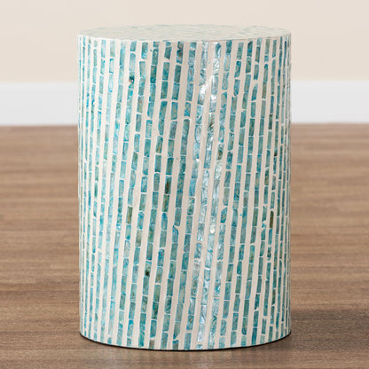 Baxton Studio - Draven End Table in White/Mosaic Blue - F232-FT37-Accent Table view 6