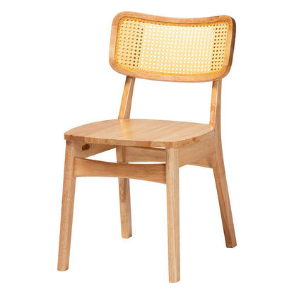 Baxton Studio - Dulcet Dining Set in Oak Brown/Light Brown - RH257C-Natural Rattan-Rectangle-5PC Dining Set view 2