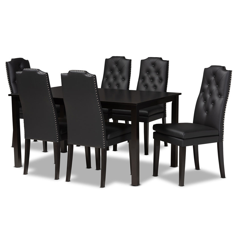 Baxton Studio - Dylin Dining Set in Black/Dark Brown - BBT5158-Black/Dark Brown-7PC Dining Set view 1