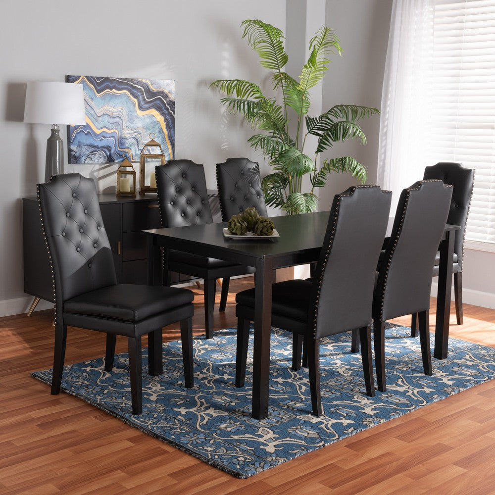 Baxton Studio - Dylin Dining Set in Black/Dark Brown - BBT5158-Black/Dark Brown-7PC Dining Set view 8