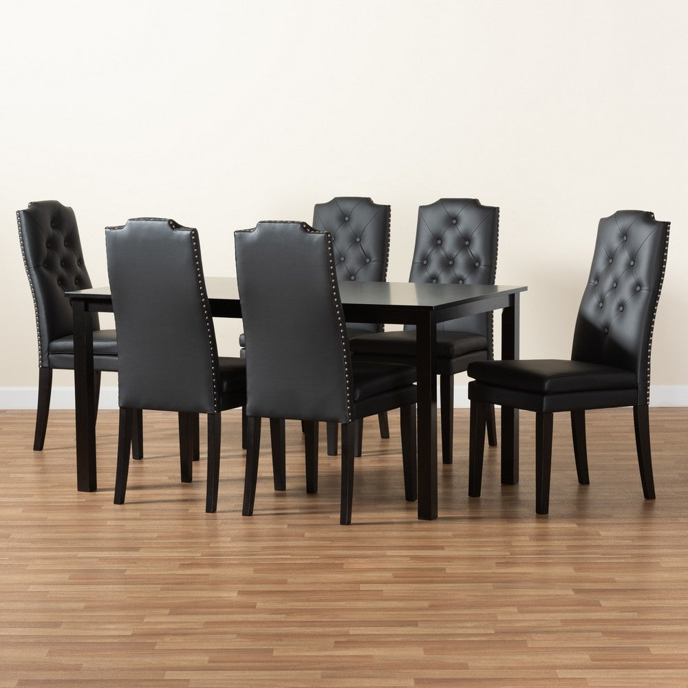 Baxton Studio - Dylin Dining Set in Black/Dark Brown - BBT5158-Black/Dark Brown-7PC Dining Set view 9