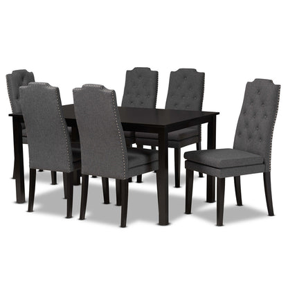 Baxton Studio - Dylin Dining Set in Dark Grey/Dark Brown - BBT5158-Dark Grey/Dark Brown-7PC Dining Set view 1