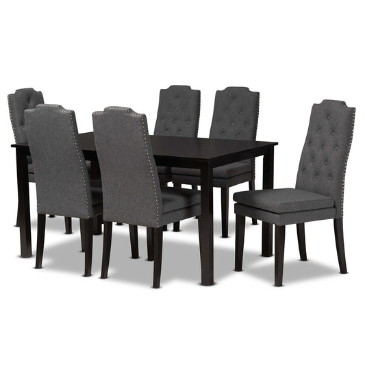 Baxton Studio - Dylin Dining Set in Dark Grey/Dark Brown - BBT5158-Dark Grey/Dark Brown-7PC Dining Set view 1