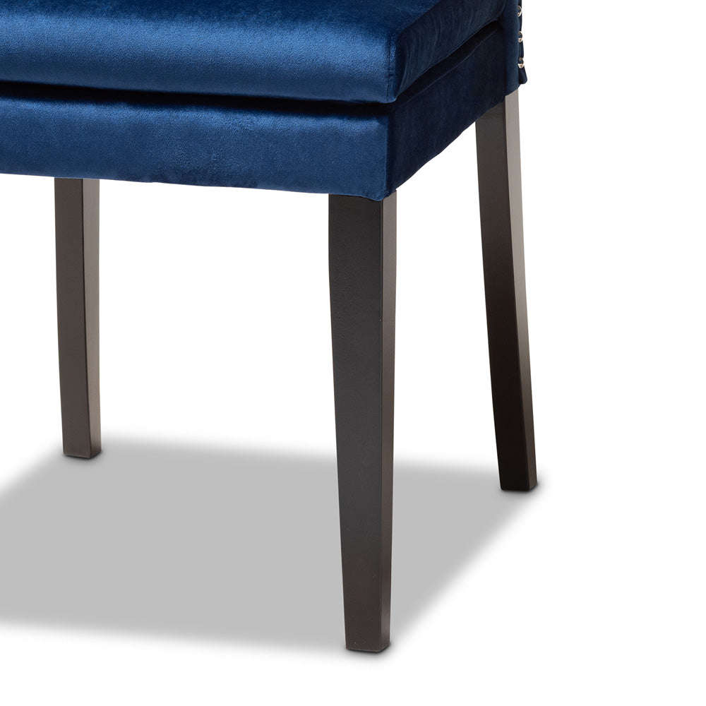 Baxton Studio - Dylin Dining Set in Navy Blue/Dark Brown - BBT5158-Navy Blue/Dark Brown-7PC Dining Set view 6