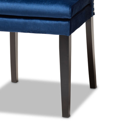 Baxton Studio - Dylin Dining Set in Navy Blue/Dark Brown - BBT5158-Navy Blue/Dark Brown-7PC Dining Set view 6