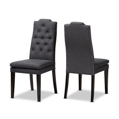 Baxton Studio - Dylin Set of 2 Dining Chairs in Charcoal - BBT5158.11-Dark Grey-CC view 1