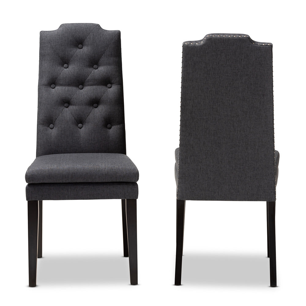 Baxton Studio - Dylin Set of 2 Dining Chairs in Charcoal - BBT5158.11-Dark Grey-CC view 2