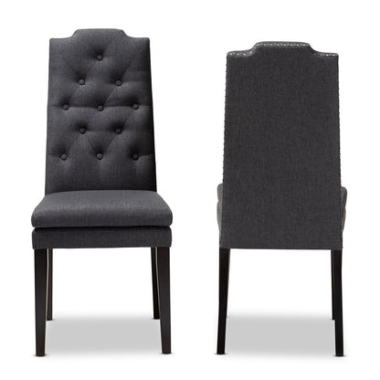 Baxton Studio - Dylin Set of 2 Dining Chairs in Charcoal - BBT5158.11-Dark Grey-CC view 2