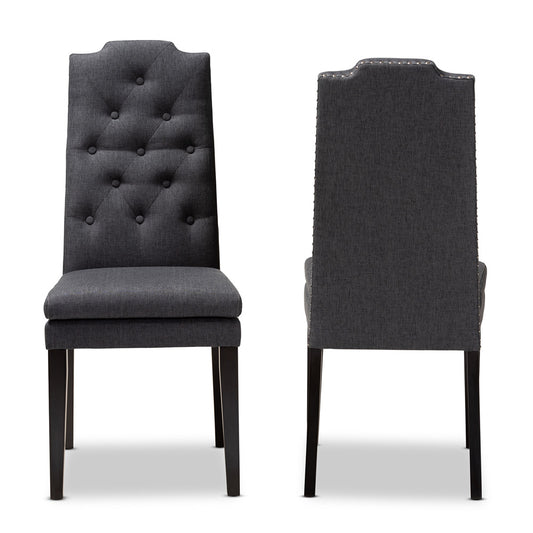 Baxton Studio - Dylin Set of 2 Dining Chairs in Charcoal - BBT5158.11-Dark Grey-CC view 2