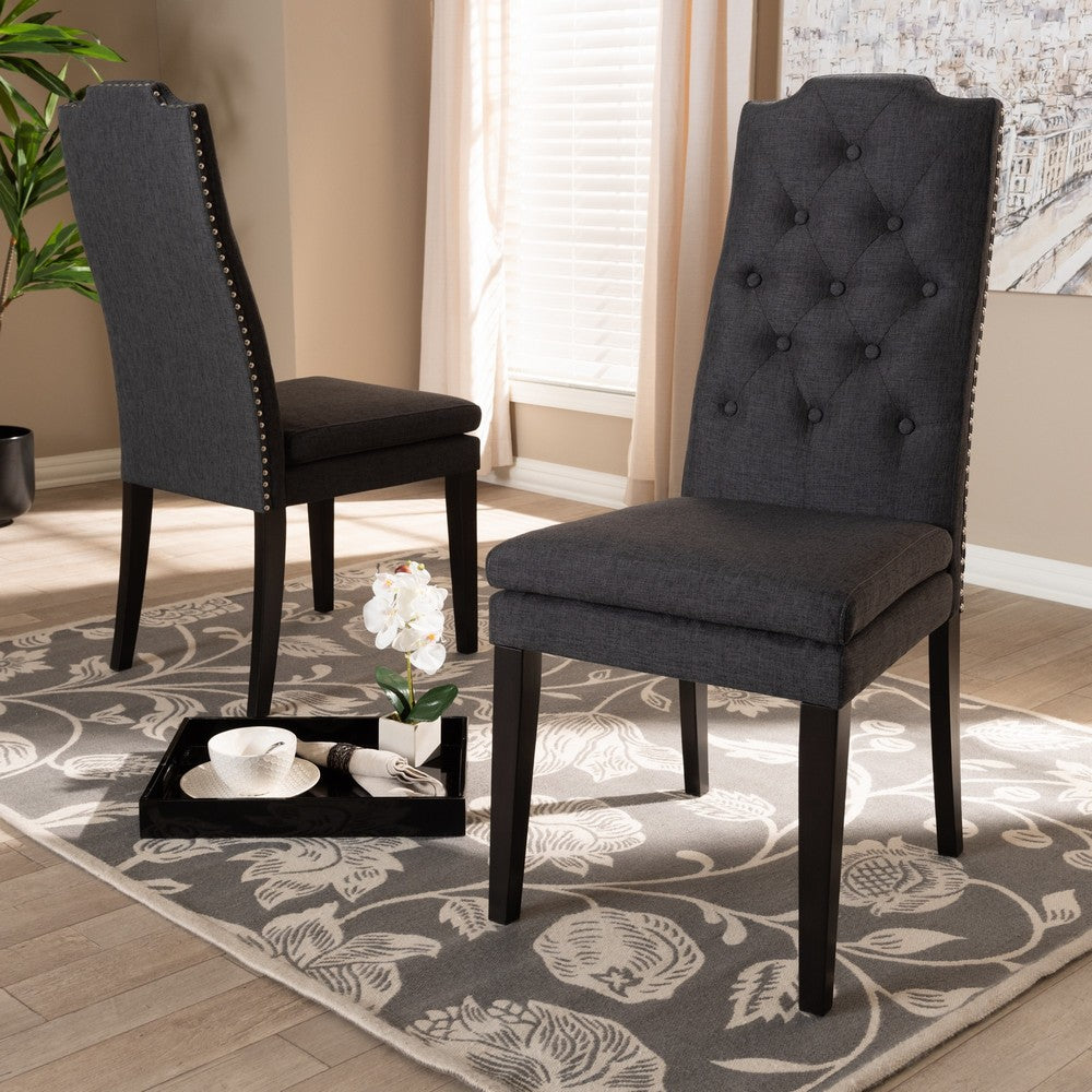 Baxton Studio - Dylin Set of 2 Dining Chairs in Charcoal - BBT5158.11-Dark Grey-CC view 5