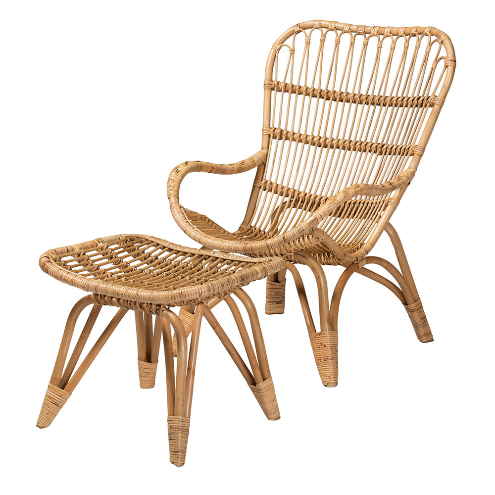 Baxton Studio - Earvin Living Room Set in Natural Brown - DC8005-Rattan-2PC Set view 1