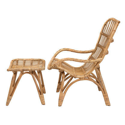 Baxton Studio - Earvin Living Room Set in Natural Brown - DC8005-Rattan-2PC Set view 3