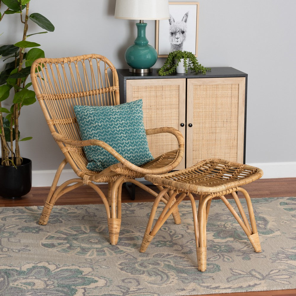 Baxton Studio - Earvin Living Room Set in Natural Brown - DC8005-Rattan-2PC Set view 8