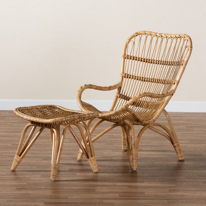 Baxton Studio - Earvin Living Room Set in Natural Brown - DC8005-Rattan-2PC Set view 9