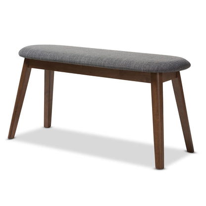 Baxton Studio - Easton Dining Bench in Dark Grey/Walnut Brown - Easton Bench-Dark Grey view 1