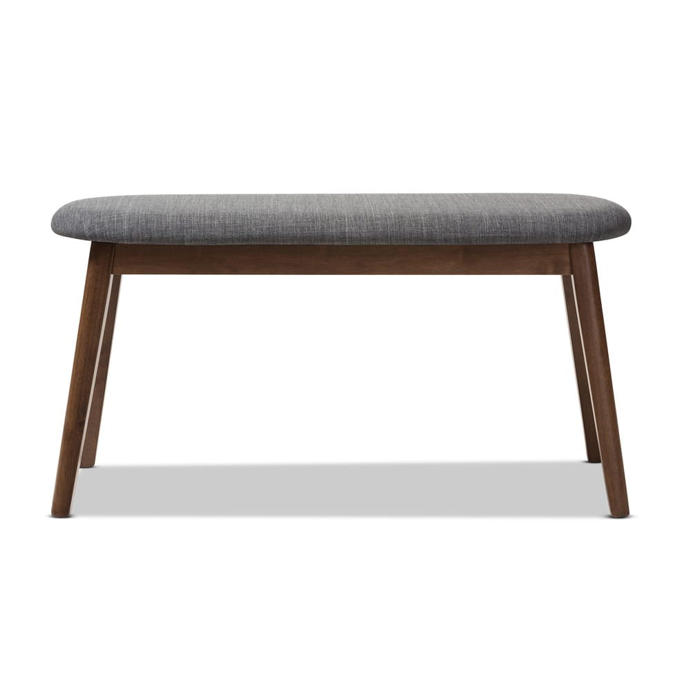 Baxton Studio - Easton Dining Bench in Dark Grey/Walnut Brown - Easton Bench-Dark Grey view 2