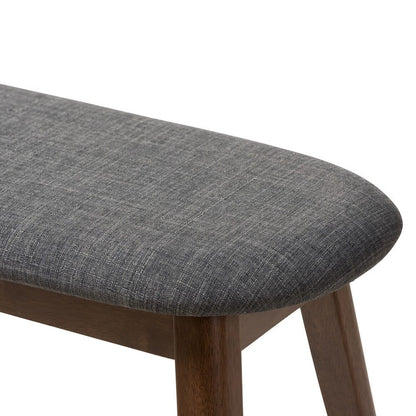 Baxton Studio - Easton Dining Bench in Dark Grey/Walnut Brown - Easton Bench-Dark Grey view 5