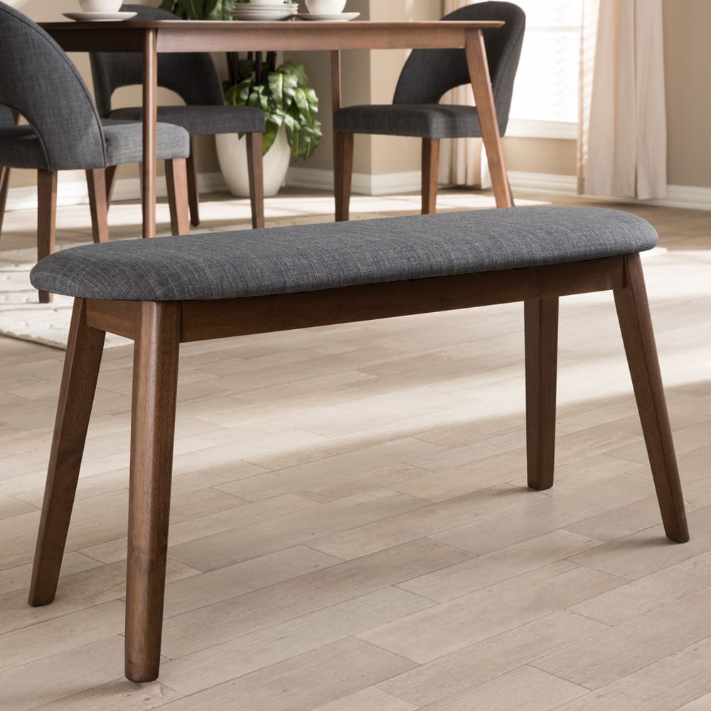 Baxton Studio - Easton Dining Bench in Dark Grey/Walnut Brown - Easton Bench-Dark Grey view 6