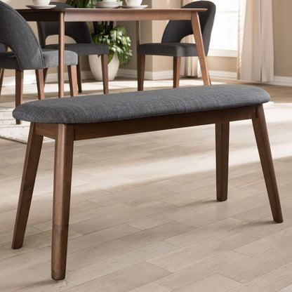 Baxton Studio - Easton Dining Bench in Dark Grey/Walnut Brown - Easton Bench-Dark Grey view 6
