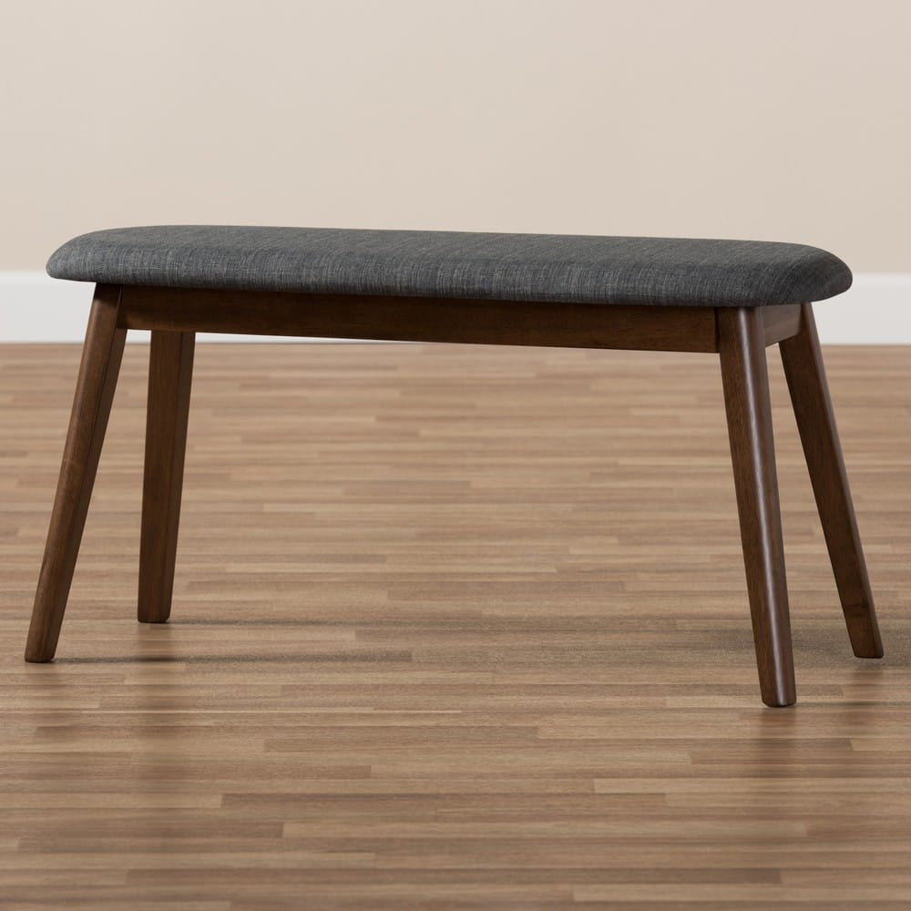 Baxton Studio - Easton Dining Bench in Dark Grey/Walnut Brown - Easton Bench-Dark Grey view 7