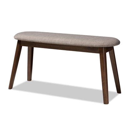 Baxton Studio - Easton Dining Bench in Light Grey/Walnut Brown - Easton Bench-Light Grey view 1