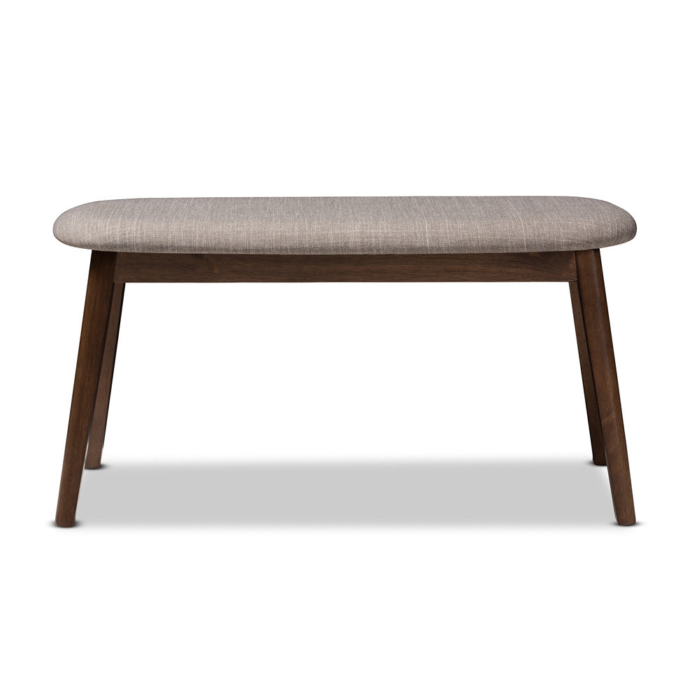 Baxton Studio - Easton Dining Bench in Light Grey/Walnut Brown - Easton Bench-Light Grey view 2