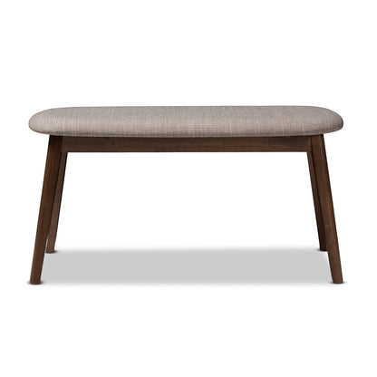 Baxton Studio - Easton Dining Bench in Light Grey/Walnut Brown - Easton Bench-Light Grey view 2