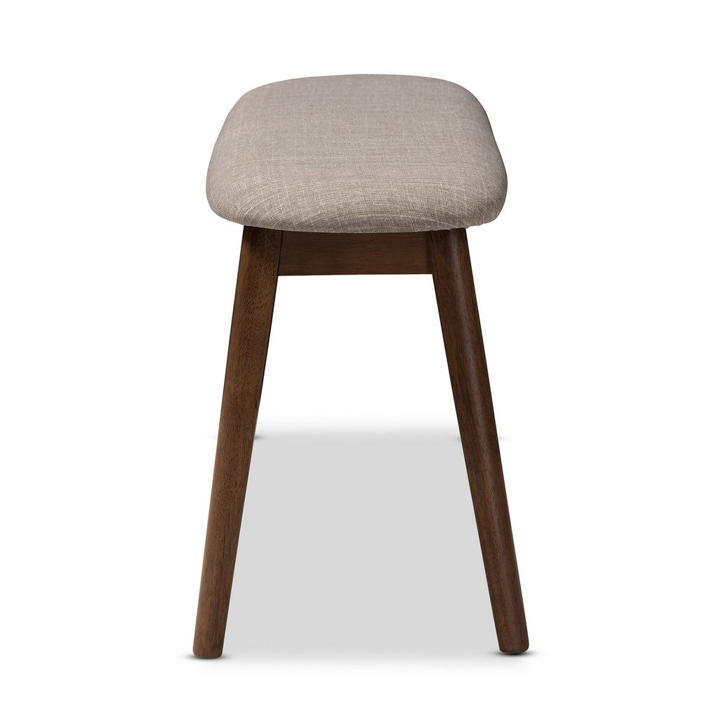 Baxton Studio - Easton Dining Bench in Light Grey/Walnut Brown - Easton Bench-Light Grey view 3