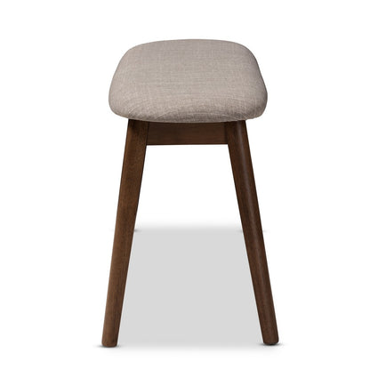 Baxton Studio - Easton Dining Bench in Light Grey/Walnut Brown - Easton Bench-Light Grey view 3