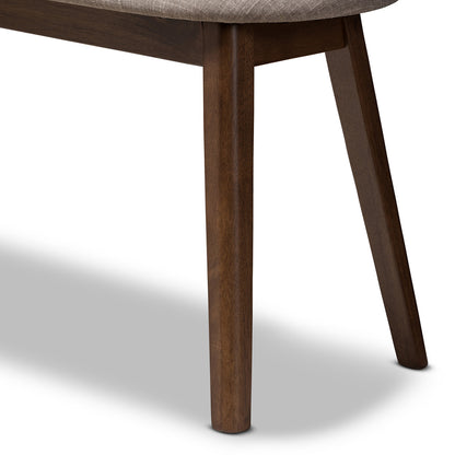 Baxton Studio - Easton Dining Bench in Light Grey/Walnut Brown - Easton Bench-Light Grey view 4