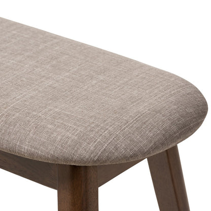 Baxton Studio - Easton Dining Bench in Light Grey/Walnut Brown - Easton Bench-Light Grey view 5
