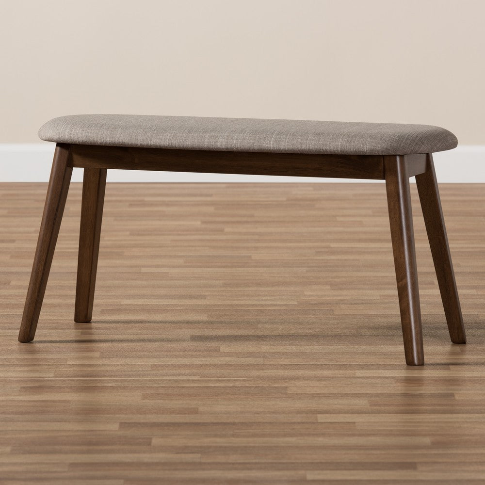 Baxton Studio - Easton Dining Bench in Light Grey/Walnut Brown - Easton Bench-Light Grey view 7