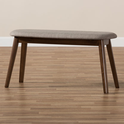Baxton Studio - Easton Dining Bench in Light Grey/Walnut Brown - Easton Bench-Light Grey view 7
