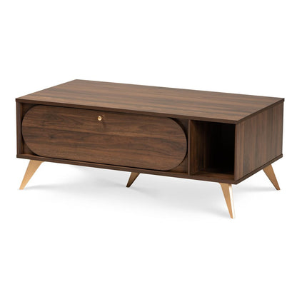 Baxton Studio - Edel Coffee Table in Walnut Brown/Gold  - LV12CFT12140WI-Columbia/Gold-CT view 1