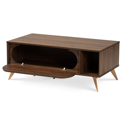Baxton Studio - Edel Coffee Table in Walnut Brown/Gold  - LV12CFT12140WI-Columbia/Gold-CT view 2