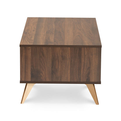 Baxton Studio - Edel Coffee Table in Walnut Brown/Gold  - LV12CFT12140WI-Columbia/Gold-CT view 4