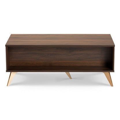 Baxton Studio - Edel Coffee Table in Walnut Brown/Gold  - LV12CFT12140WI-Columbia/Gold-CT view 5
