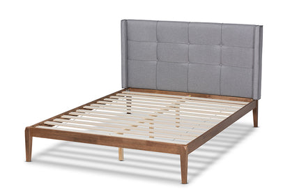 Baxton Studio - Edmond Full Size Bed - MG0019-Grey/Ash Walnut-Full view 3